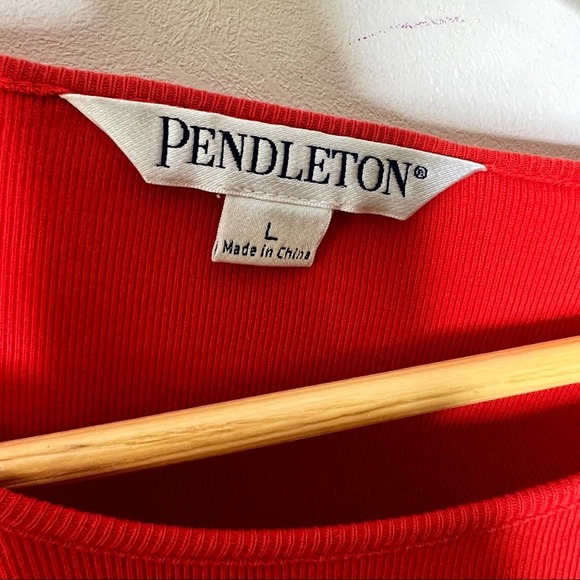 Pendleton Solid Red Long Sleeve Cotton Shirt Size Large - Picture 6 of 7